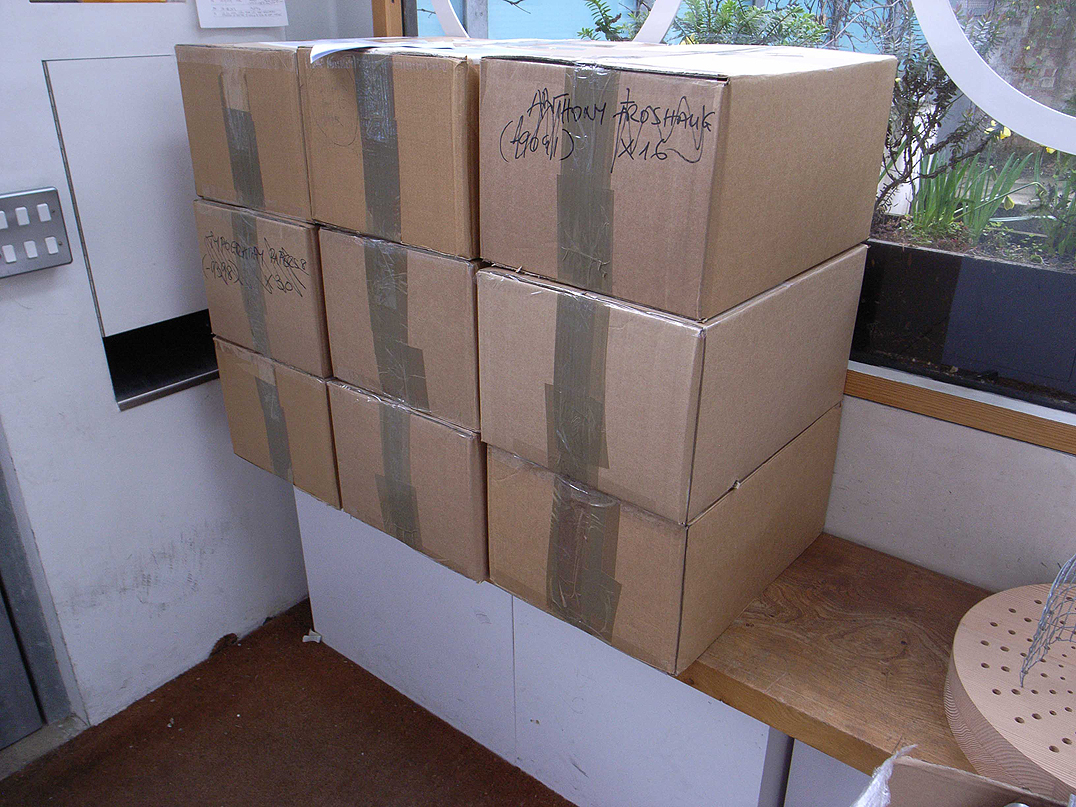 CDs in boxes